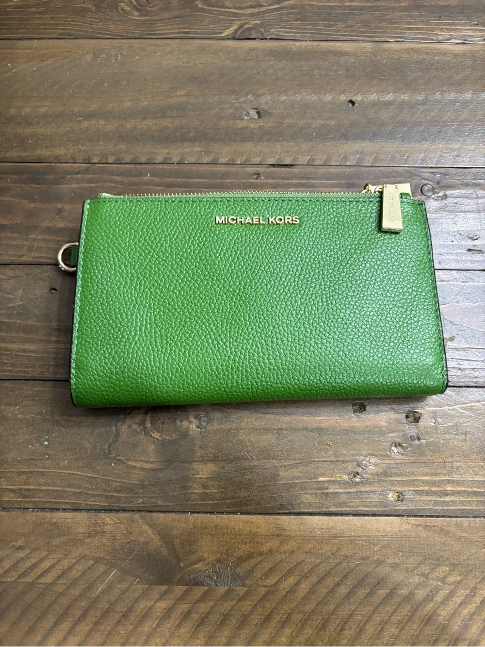 Michael Kors Adele Leather Smartphone Wallet in Green Pebbled Leather